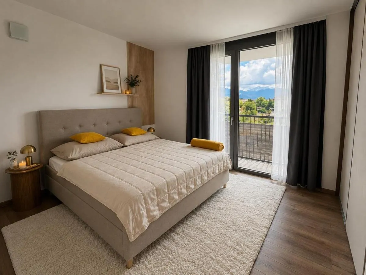 Ložnice s balkonem – A3 Apartmán Liptovský Mikuláš / Apartmány Severná